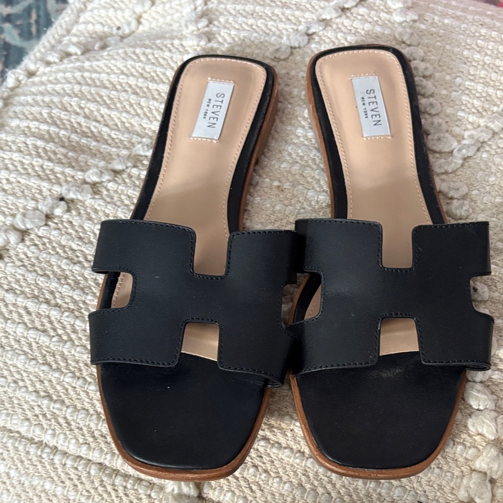 Steven Black Slide Sandals for Women